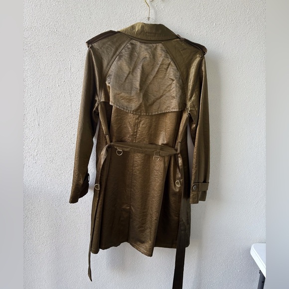 Linea by Louis Dell’Olio Olive Green Double Breasted Short Trench Coat Size S - Picture 4 of 16